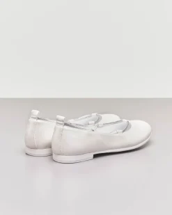 Ballerina bianca da cerimonia in pelle 30-34