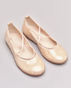 Ballerina da cerimonia in pelle color cipria sfumato 35-38