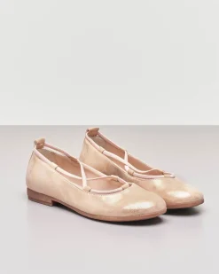 Ballerina da cerimonia in pelle color cipria sfumato 35-38