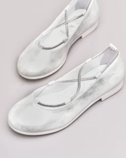 Ballerina da cerimonia in pelle color bianco e argento sfumato 35-38