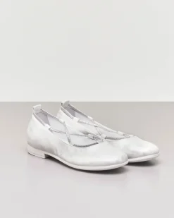 Ballerina da cerimonia in pelle color bianco e argento sfumato 35-38