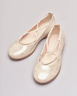 Ballerina da cerimonia in pelle color platino sfumato 32-34