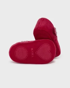 Ballerine rosse in velluto con cuori e fascetta