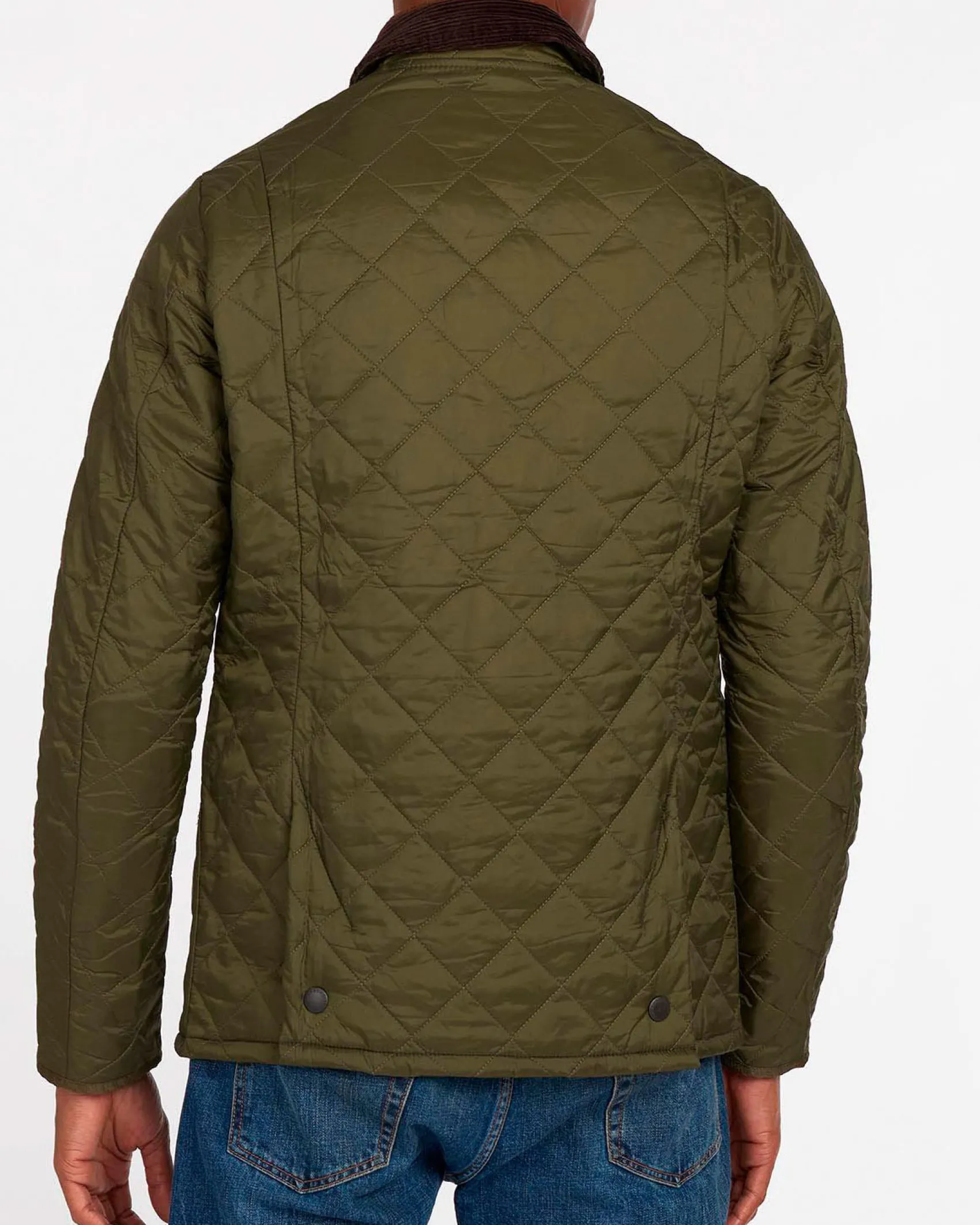 Barbour Liddesdale verde militare trapuntata a rombi con colletto camicia in velluto