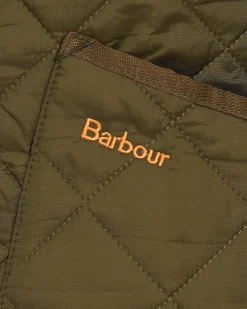 Barbour Liddesdale verde militare trapuntata a rombi con colletto camicia in velluto