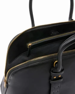 Bauletto nero Pinko in pelle liscia con manici regolabili e fibbia logo dorata sul davanti con lucchetto abbinato