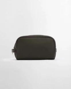 Beauty case Barbour in cotone cerato verde militare