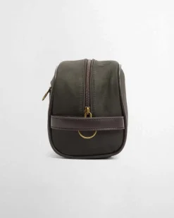 Beauty case Barbour in cotone cerato verde militare