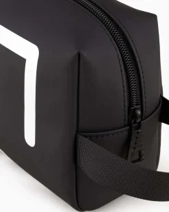Beauty case EA7 nero con finish gommato e maxi logo