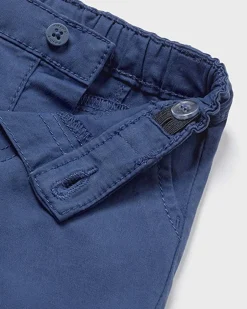 Bermuda blu indaco in gabardina di cotone stretch con elastico inserito in vita 6-18 mesi