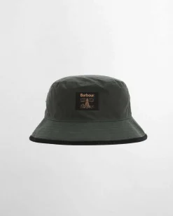 Berretto a pescatore Barbour verde militare in cotone cerato