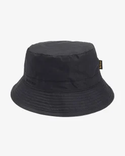 Berretto Barbour nero a pescatore in cotone cerato
