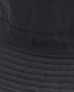 Berretto Barbour nero a pescatore in cotone cerato