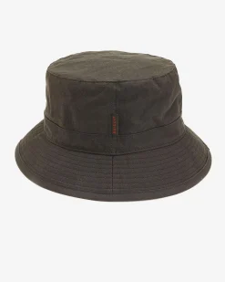 Berretto Barbour verde a pescatore in cotone cerato