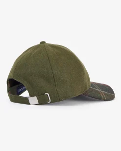 Berretto Barbour verde militare in lana con frontino tartan check