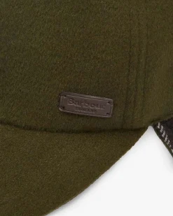 Berretto Barbour verde militare in pile in stile aviatore