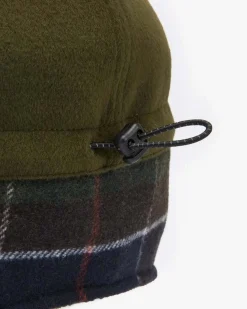 Berretto Barbour verde militare in pile in stile aviatore