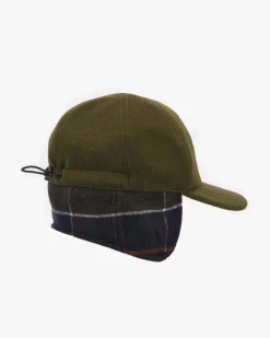 Berretto Barbour verde militare in pile in stile aviatore