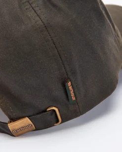 Berretto Barbour verde militare in cotone cerato con frontino