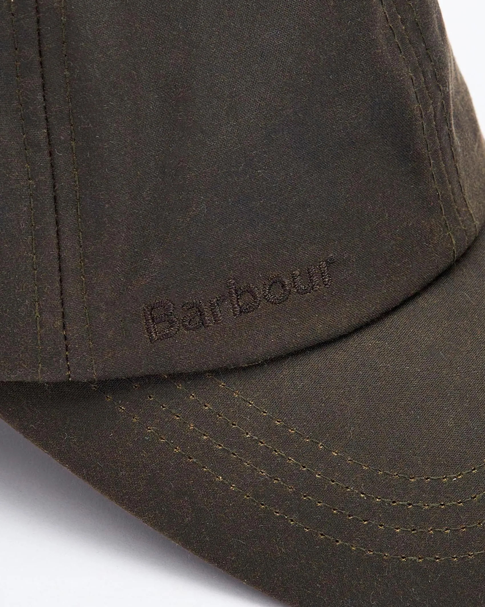 Berretto Barbour verde militare in cotone cerato con frontino