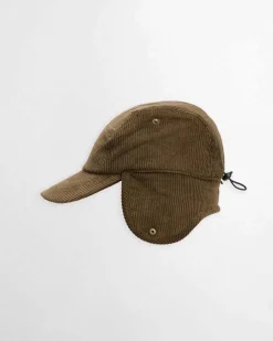 Berretto Barbour verde militare in velluto in stile aviatore