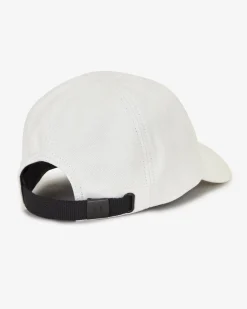 Berretto baseball Fred Perry bianco in piquè di puro cotone con corona d'alloro beige