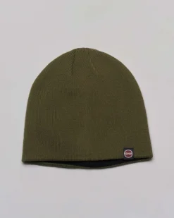 Berretto Colmar Originals verde militare a cuffia con piccola etichetta porta logo ricamata