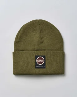Berretto Colmar Originals verde militare con risvolto e logo patch Colmar Originals applicato