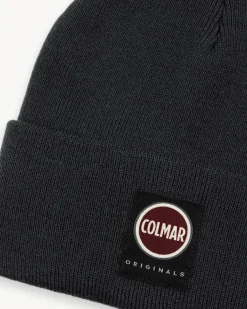 Berretto Colmar Originals grigio antracite con risvolto e logo patch Colmar Originals applicato