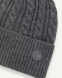 Berretto Colmar Originals grigio antracite lavorato a trecce con risvolto e logo bollo piccolo applicato