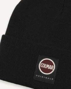Berretto Colmar Originals nero con risvolto e logo patch Colmar Originals applicato