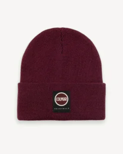 Berretto Colmar Originals bordeaux con risvolto e logo patch Colmar Originals applicato