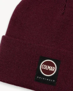 Berretto Colmar Originals bordeaux con risvolto e logo patch Colmar Originals applicato