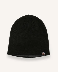 Berretto Colmar Originals nero a cuffia con piccola etichetta porta logo ricamata
