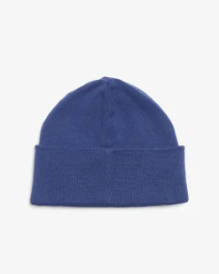 Berretto Fred Perry blu royal in misto lana e cotone con risvolto e logo ricamato