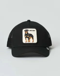 Berretto Goorin Bros The Baddest Boy trucker nero con patch Rottweiler