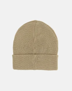 Berretto Guess beige in misto viscosa con scritta logo in tono colore