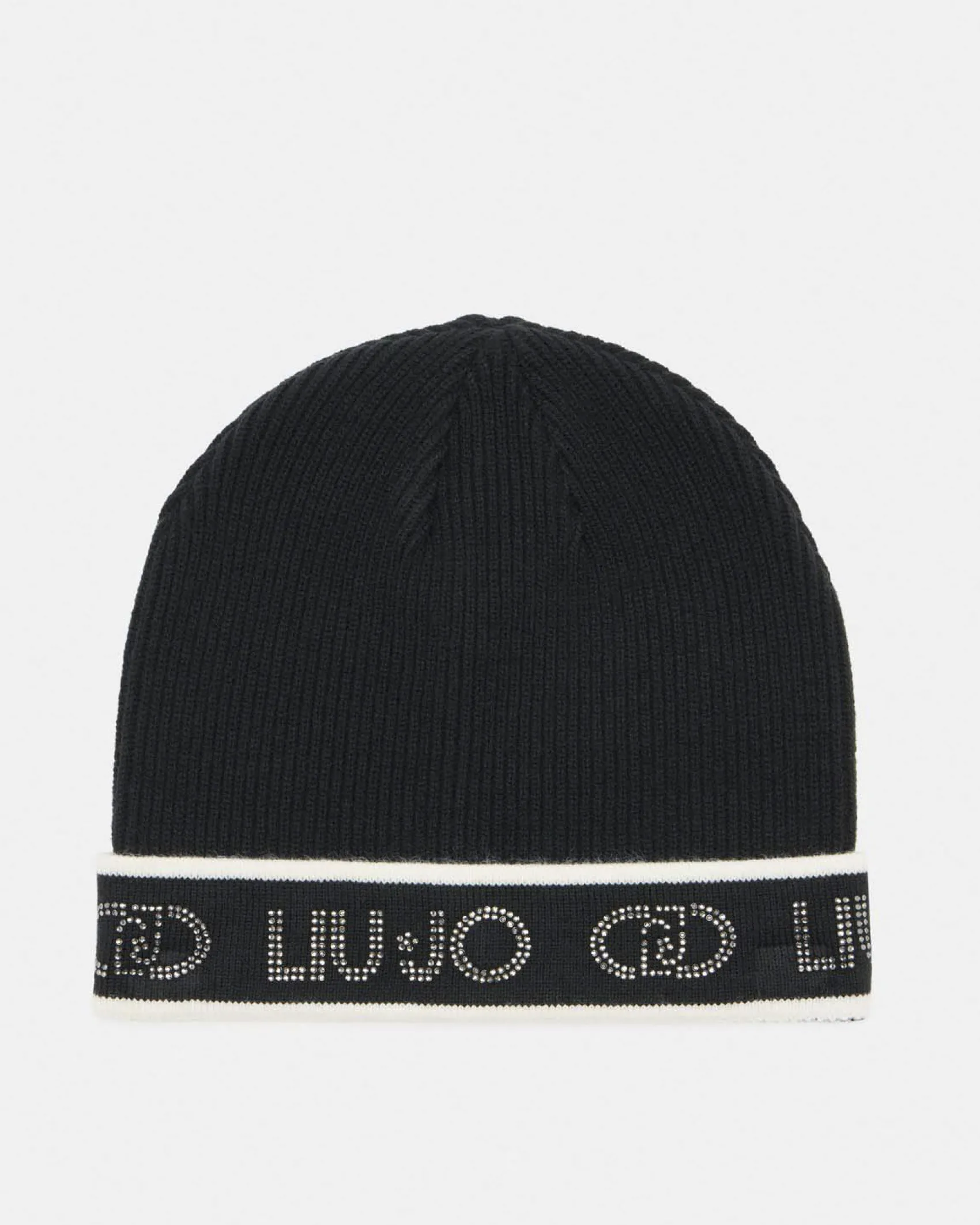 Berretto Liu Jo Sport nero in maglia con logo in rilievo