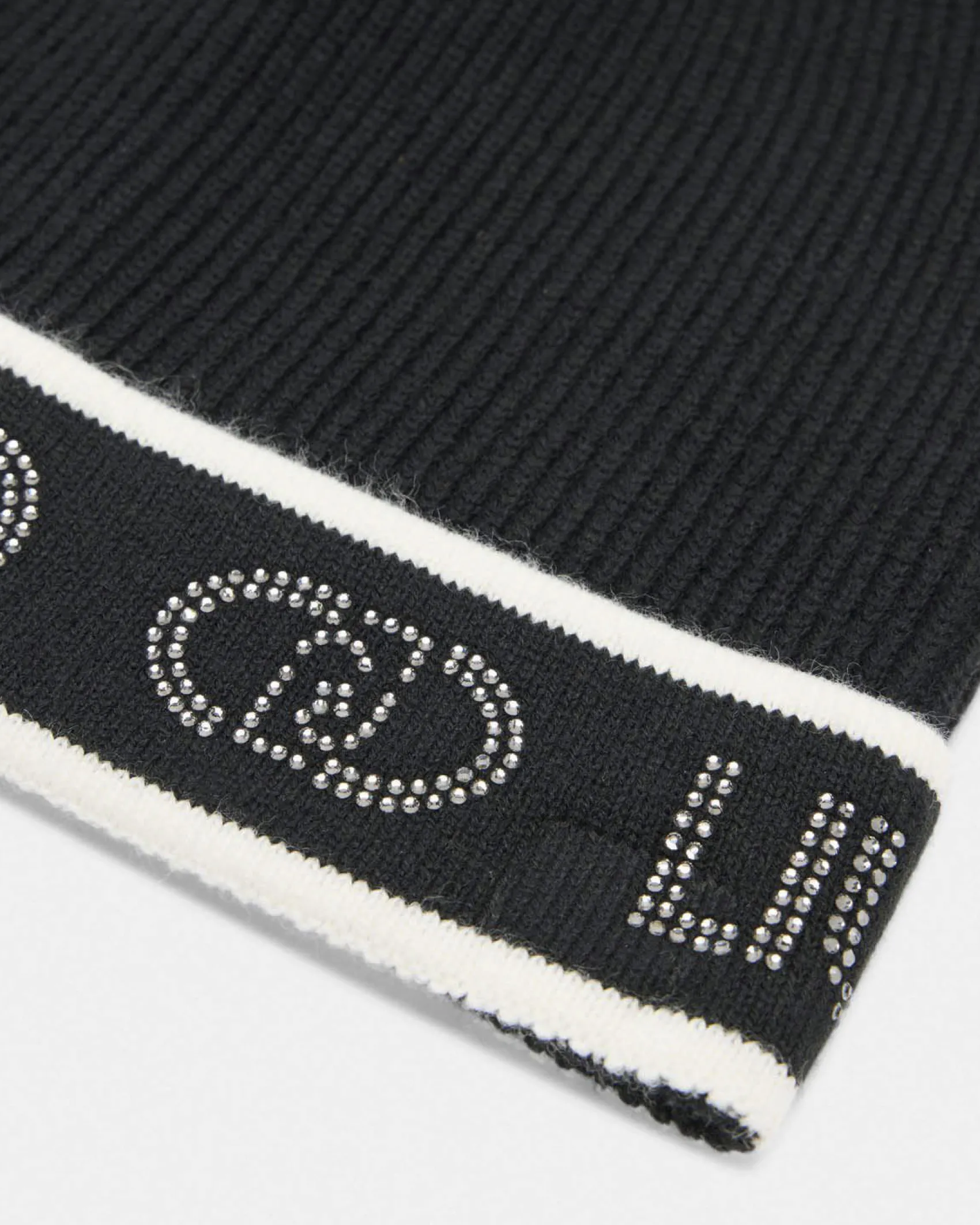 Berretto Liu Jo Sport nero in maglia con logo in rilievo