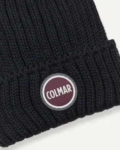 Berretto loose-fit Colmar Originals blu a coste inglesi con logo bollo applicato
