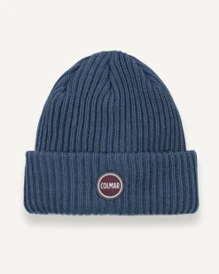 Berretto loose-fit Colmar Originals blu indaco a coste inglesi con logo bollo applicato