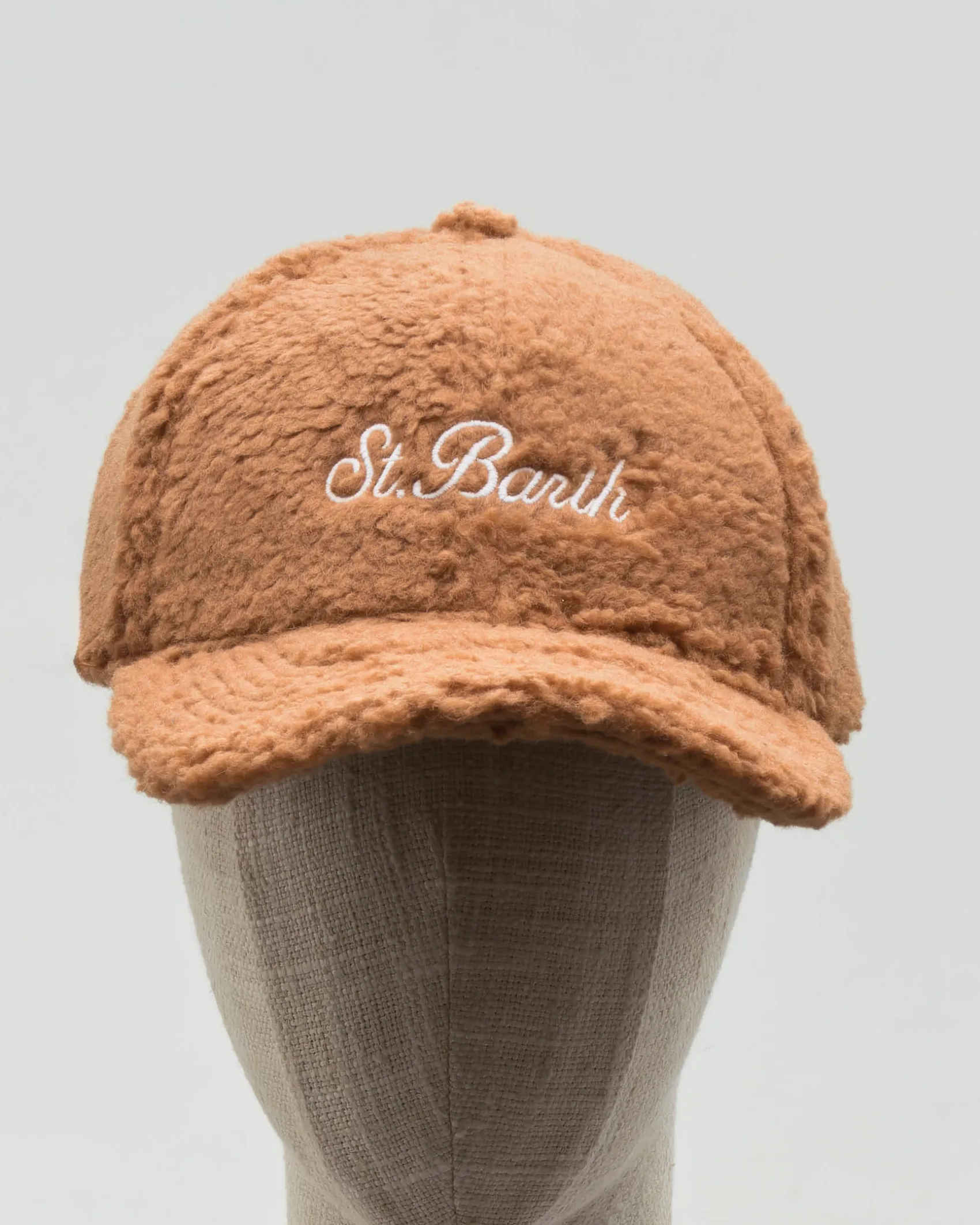 Berretto MC2 Saint Barth baseball color cammello in tessuto teddy