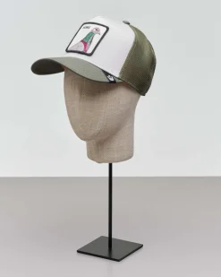 Berretto Pigeon trucker bianco e verde salvia con patch piccione