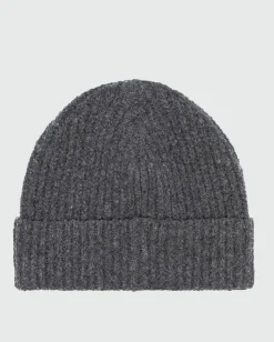 Berretto Roy Roger's grigio antracite a costine con risvolto e patch porta logo