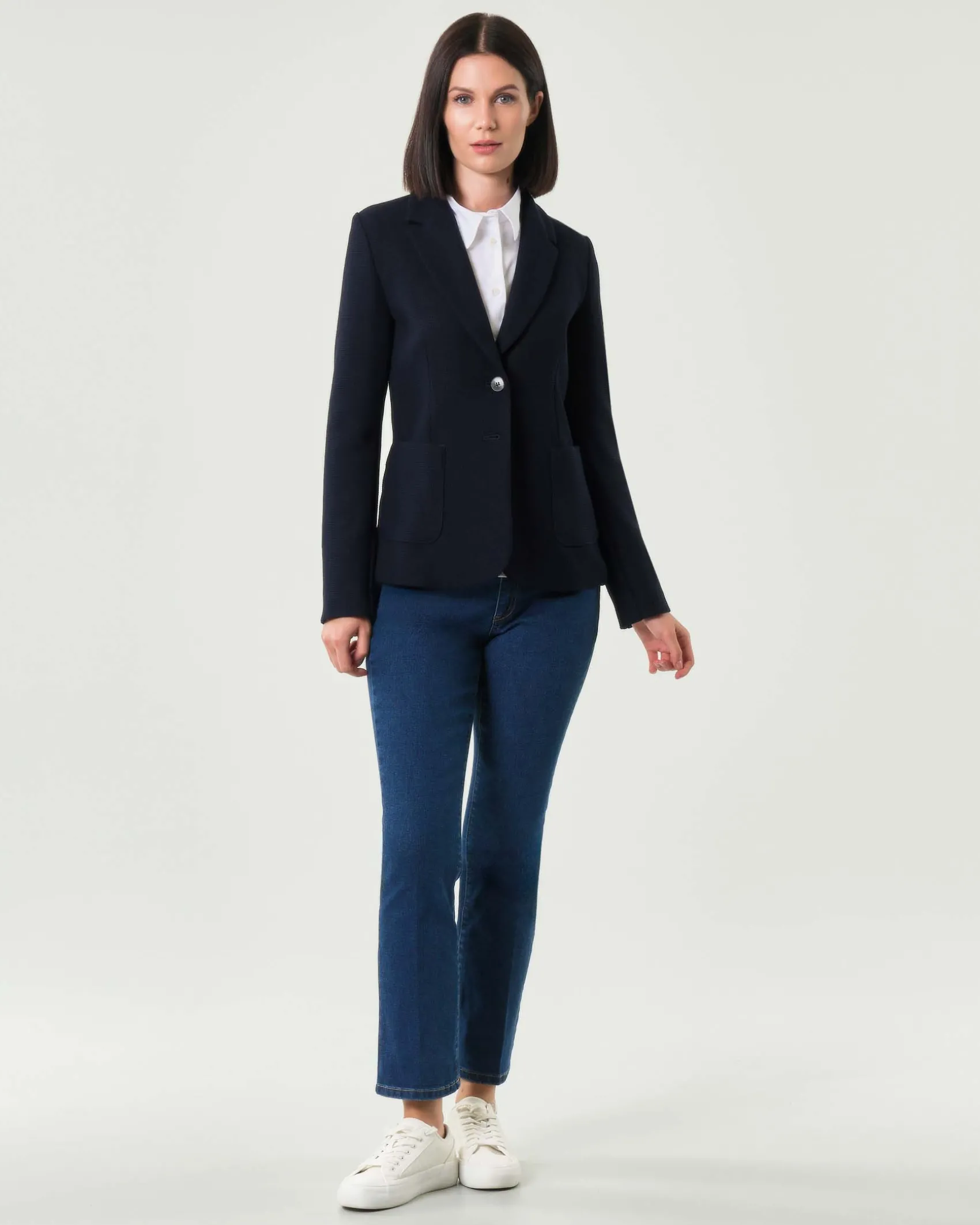 Blazer a due bottoni blu Emme Marella in misto viscosa a nido d'ape