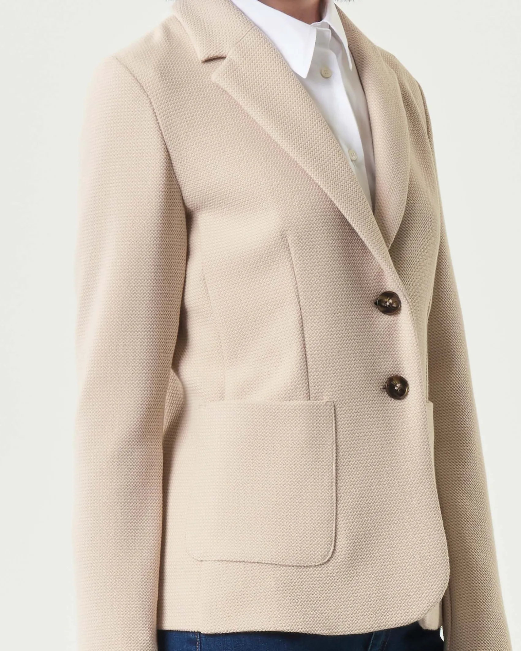 Blazer a due bottoni color sabbia Emme Marella in misto viscosa a nido d'ape