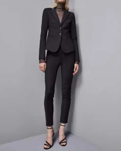 Blazer a due bottoni nero Patrizia Pepe in tessuto tecnico bielastico misto cotone