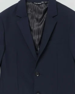 Blazer blu punto milano monopetto