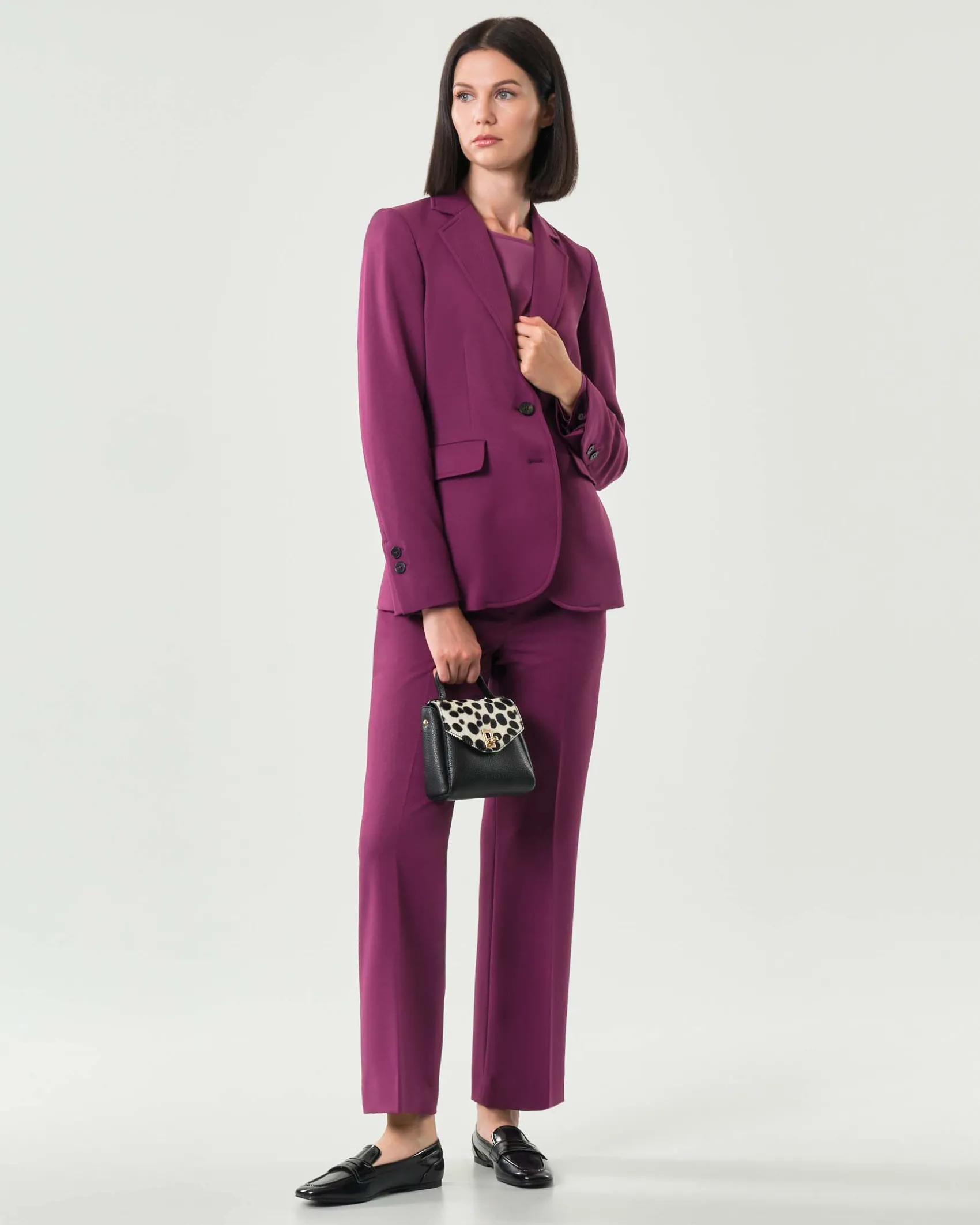 Blazer color ciclamino Emme Marella in tessuto diagonale stretch con scollo a rever