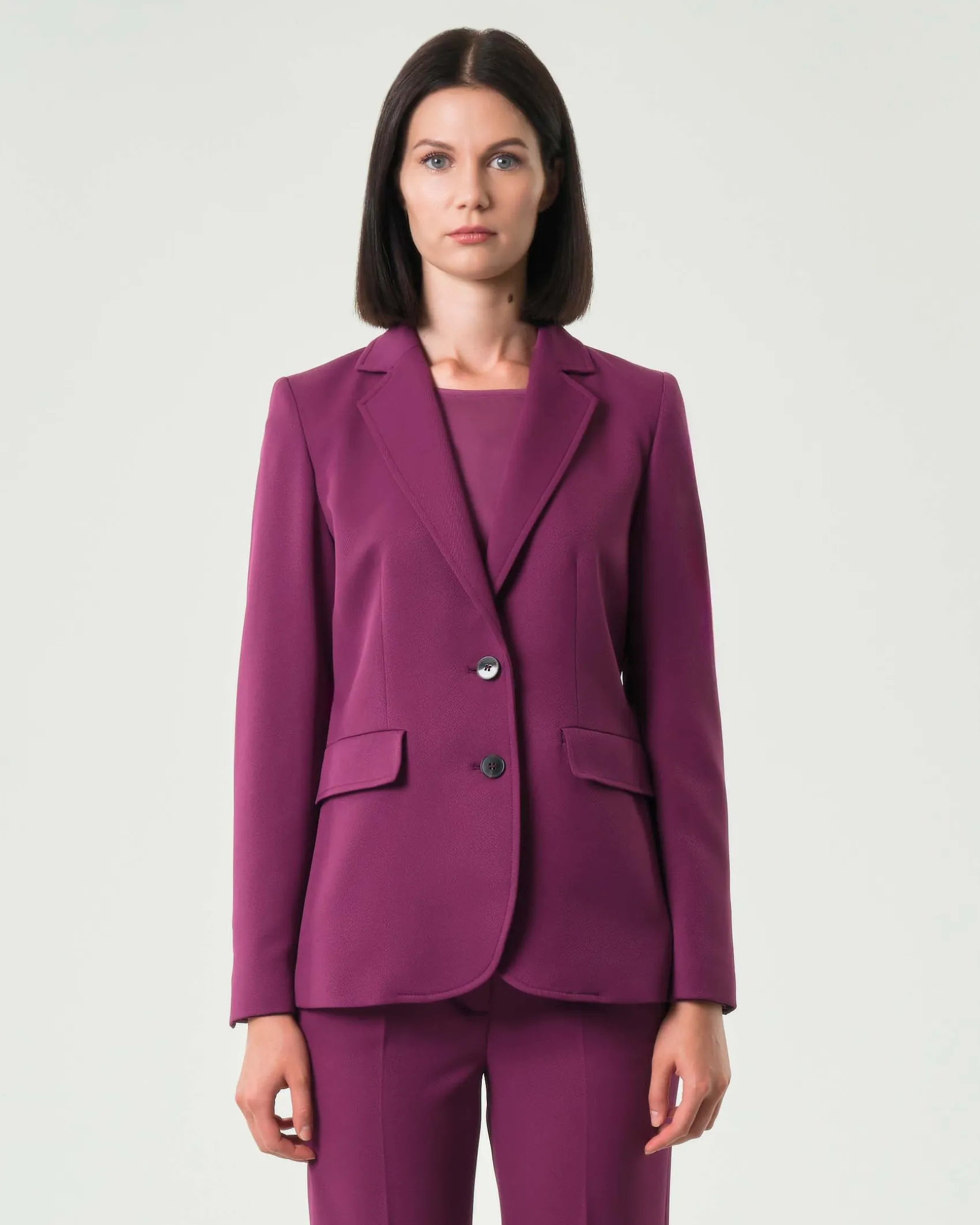 Blazer color ciclamino Emme Marella in tessuto diagonale stretch con scollo a rever